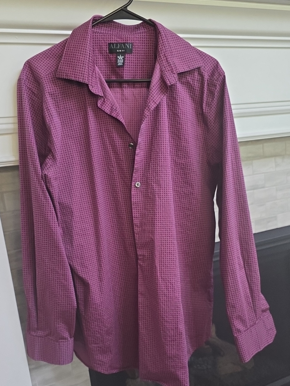 Alfani Men's Purple Patterned Dress Shirt